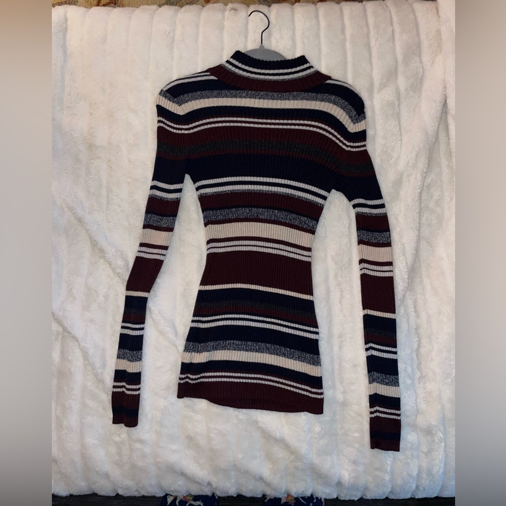 Striped Long Sleeve Turtleneck Sweater